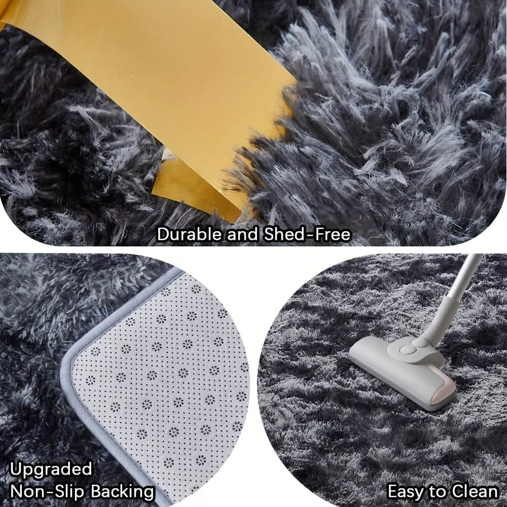 Light Gray Shaggy Area Rug – Soft Plush Carpet