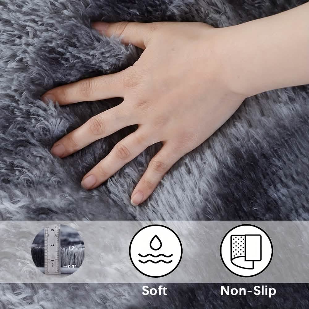 Light Gray Shaggy Area Rug – Soft Plush Carpet